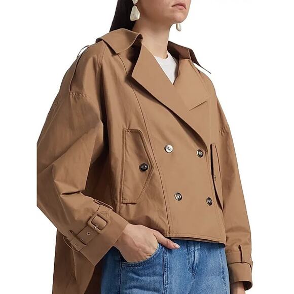 TWP Bogie Crop Cotton Blend Trench Coat - Picture 2 of 12